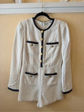 NWOT Able Cream Tweed Cream Colored Romper, Size Small